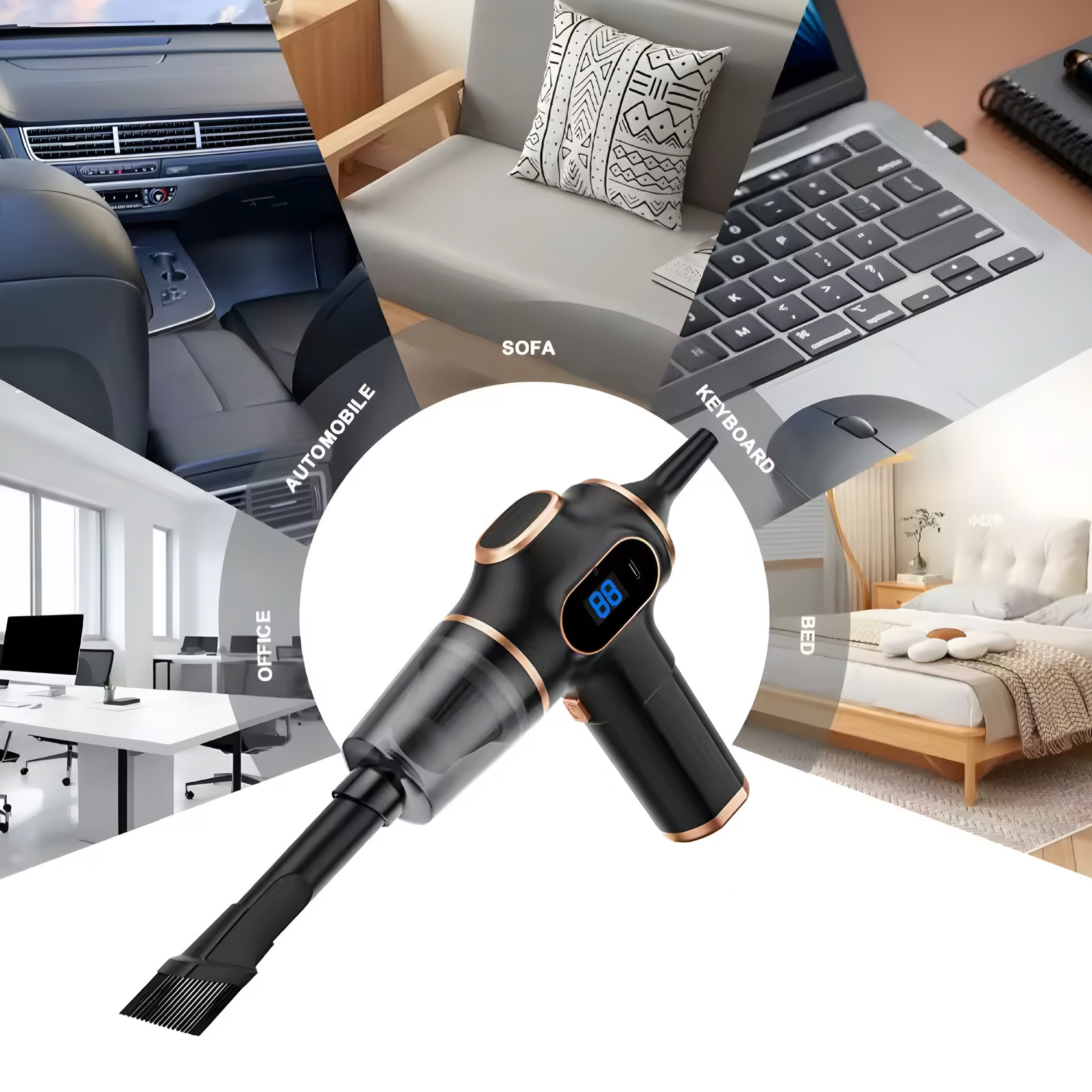 ABS Wireless Car & Home Vacuum Cleaner — Powerful Mini Vacuum for Car, Sofa & Office