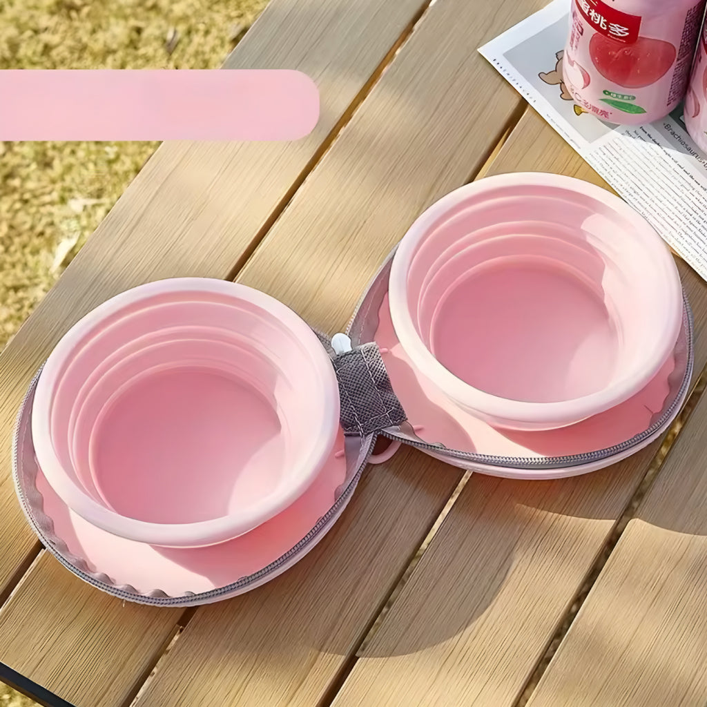 2-in-1 Foldable Silicone Dog Bowl — Portable Travel Feeding Solution