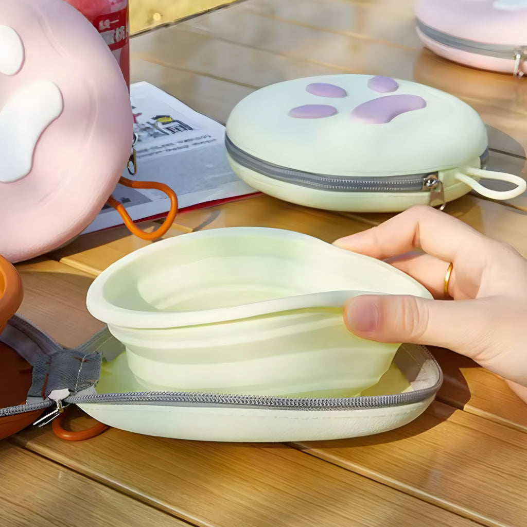 2-in-1 Foldable Silicone Dog Bowl — Portable Travel Feeding Solution