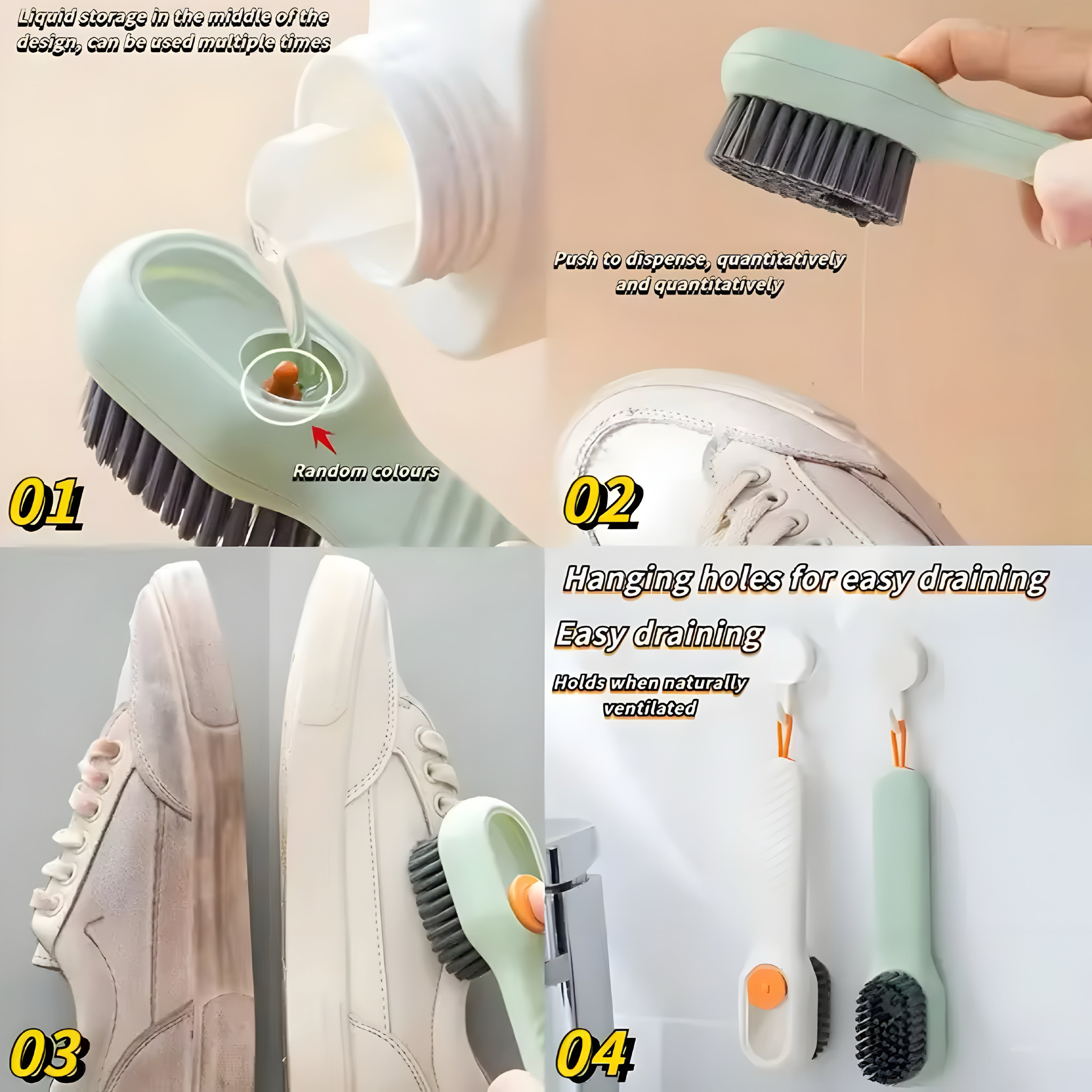 Multifunctional Shoe Cleaning Brush with Built-in Soap Dispenser