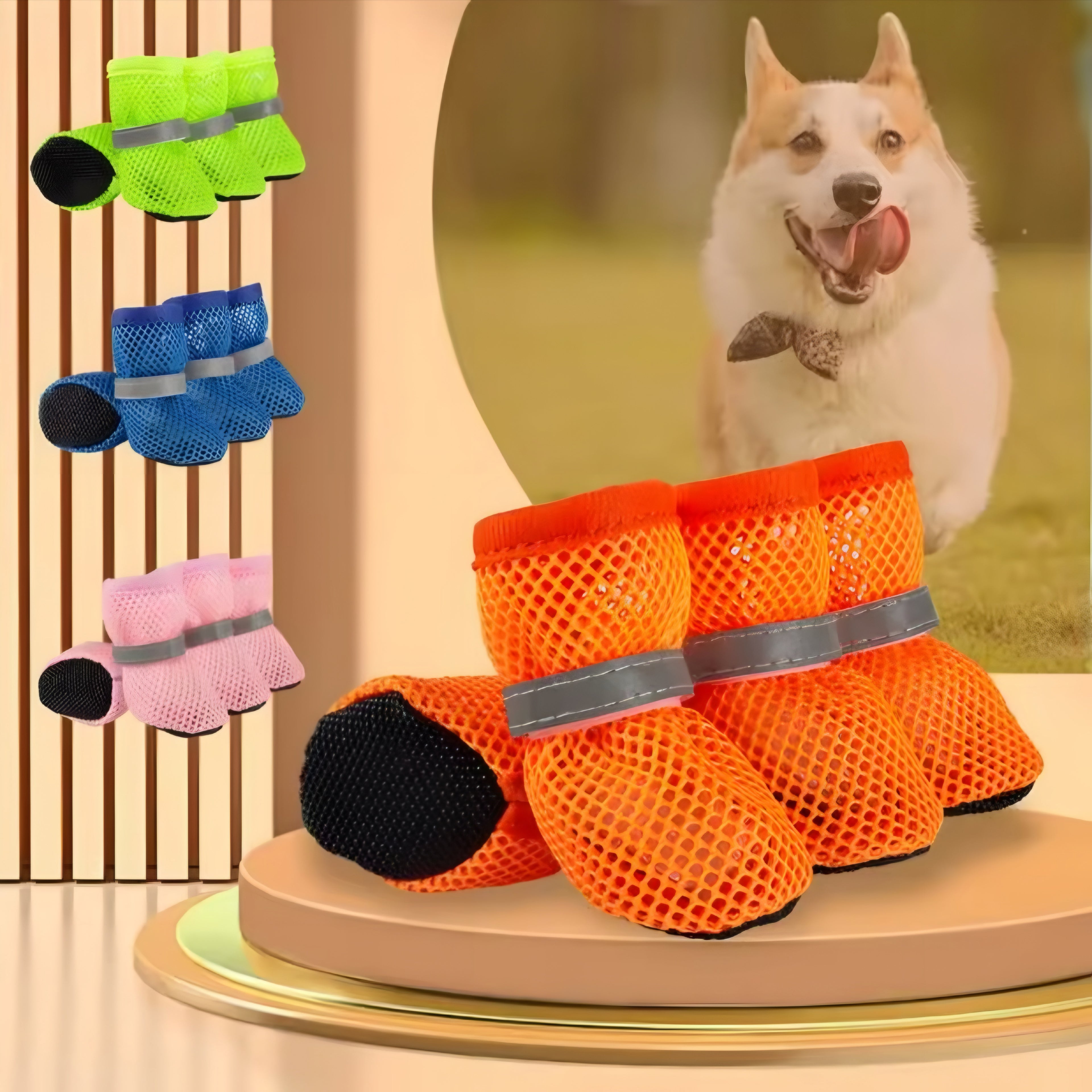 Fashion Breathable Dog Mesh Shoes — Lightweight, Non-Slip & Paw-Protective